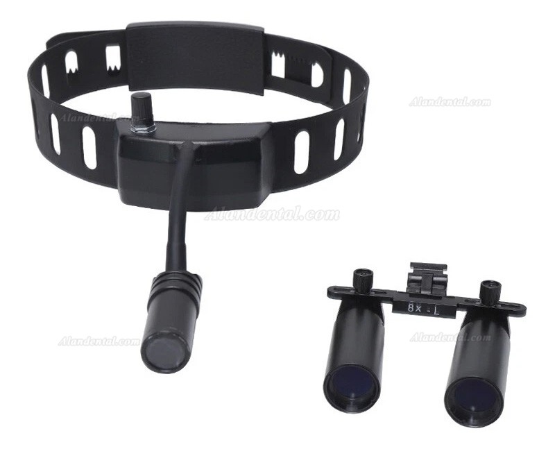 YUYO DY-005 8X Dental Binocular Loupes Magnifier + 3W Dental LED Wireless Headlight Lamp